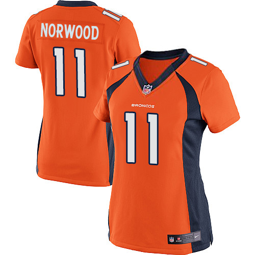 Women's Limited Jordan Norwood Nike Jersey Orange Home - #11 NFL Denver Broncos